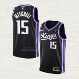 Maglia Davion Mitchell NO 15 Sacramento Kings Icon 2023-24 Nero