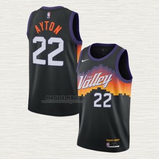 Maglia Deandre Ayton NO 22 Phoenix Suns Citta 2020-21 Nero