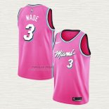 Maglia Dwyane Wade NO 3 Miami Heat Earned 2018-2019 Rosa