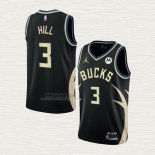 Maglia George Hill NO 3 Milwaukee Bucks Statement 2022-23 Nero