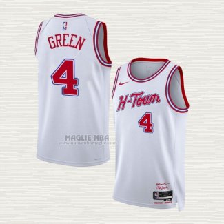 Maglia Jalen Green NO 4 Houston Rockets Citta 2023-24 Bianco