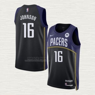 Maglia James Johnson NO 16 Indiana Pacers Citta 2022-23 Blu