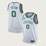 Maglia Jayson Tatum NO 0 Boston Celtics 75th Anniversary Bianco