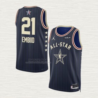 Maglia Joel Embiid NO 21 Philadelphia 76ers All Star 2024 Blu