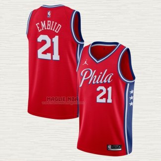 Maglia Joel Embiid NO 21 Philadelphia 76ers Statement 2020-21 Rosso