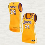 Maglia Kobe Bryant NO 24 Donna Los Angeles Lakers Giallo