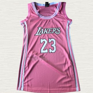 Maglia Lebron James NO 23 Donna Los Angeles Lakers Rosa