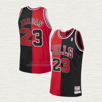 Maglia Michael Jordan NO 23 Chicago Bulls Split Nero Rosso