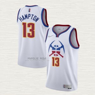 Maglia R.J. Hampton NO 13 Denver Nuggets Earned 2020-21 Bianco