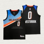 Maglia Russell Westbrook NO 0 Oklahoma City Thunder Citta 2020-21 Nero