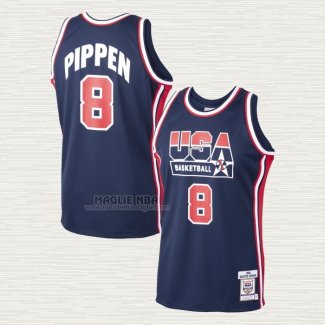 Maglia Scottie Pippen NO 8 Chicago Bulls USA 1992 Blu