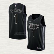 Maglia T.J. Warren NO 1 Brooklyn Nets Statement 2022-23 Nero