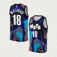 Maglia Yut Watanabe NO 18 Brooklyn Nets Citta 2023-24 Nero