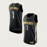 Maglia Anthony Edwards NO 1 Minnesota Timberwolves Golden Edition 2020-21 Nero