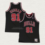 Maglia Dennis Rodman NO 91 Chicago Bulls Hardwood Classics Throwback Nero