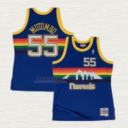 Maglia Dikembe Mutombo NO 55 Denver Nuggets Hardwood Classics Throwback Blu