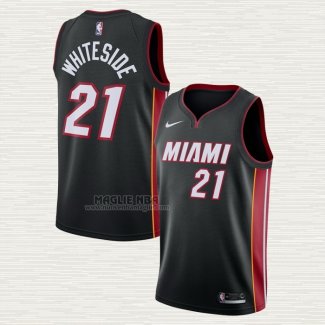 Maglia Hassan Whiteside NO 21 Miami Heat Icon Nero