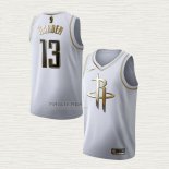 Maglia James Harden NO 13 Houston Rockets Golden Edition Bianco