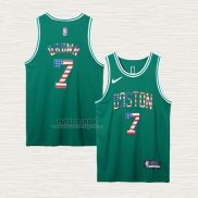 Maglia Jaylen Brown NO 7 Boston Celtics Bandiera Edition 75th Verde