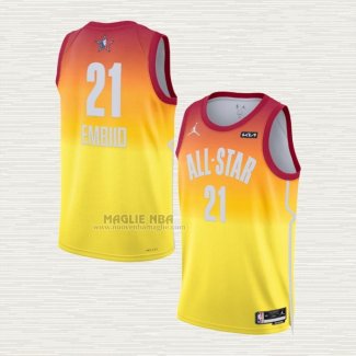 Maglia Joel Embiid NO 21 Philadelphia 76ers All Star 2023 Arancione