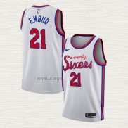 Maglia Joel Embiid NO 21 Philadelphia 76ers Classic 2019-20 Bianco