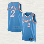 Maglia Kawhi Leonard NO 2 Los Angeles Clippers Citta 2021-22 Blu