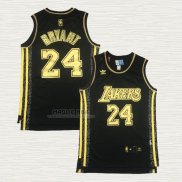 Maglia Kobe Bryant NO 24 Los Angeles Lakers Throwback Or Nero