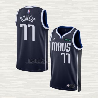 Maglia Luka Doncic NO 77 Dallas Mavericks Statement 2022-23 Blu