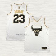 Maglia Michael Jordan NO 23 Chicago Bulls Golden Edition Bianco