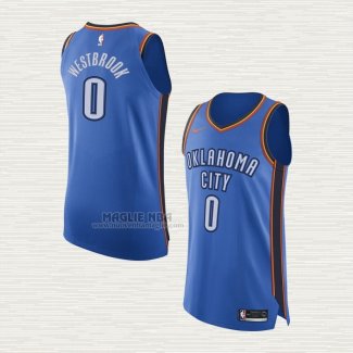 Maglia Russell Westbrook NO 0 Oklahoma City Thunder Icon Autentico Blu