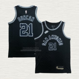 Maglia Tim Duncan NO 21 San Antonio Spurs Statement 2022-23 Nero