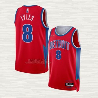 Maglia Trey Lyles NO 8 Detroit Pistons Citta 2021-22 Rosso