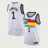 Maglia Anthony Edwards NO 1 Minnesota Timberwolves Citta 2022-23 Bianco