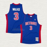 Maglia Ben Wallace NO 3 Detroit Pistons Hardwood Classics Throwback Blu