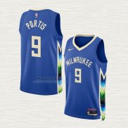 Maglia Bobby Portis NO 9 Milwaukee Bucks Citta 2022-23 Blu