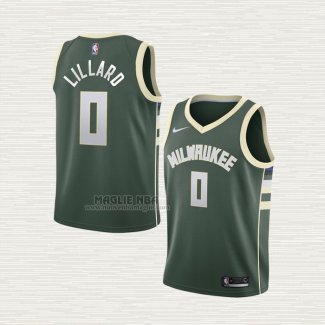 Maglia Damian Lillard NO 0 Bambino Milwaukee Bucks Icon Verde