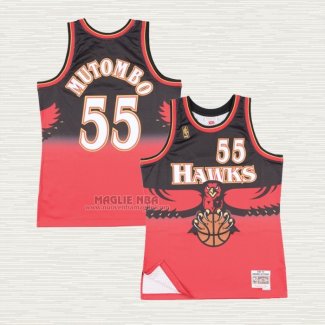 Maglia Dikembe Mutombo NO 55 Atlanta Hawks Throwback Rosso