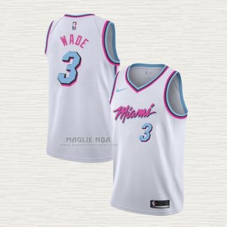 Maglia Dwyane Wade NO 3 Miami Heat Citta 2017-18 Bianco