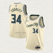 Maglia Giannis Antetokounmpo NO 34 Milwaukee Bucks Citta Crema