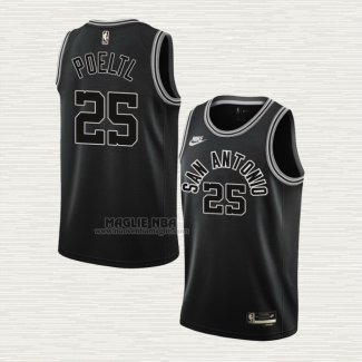 Maglia Jakob Poeltl NO 25 San Antonio Spurs Classic 2022-23 Nero