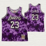 Maglia Lebron James NO 23 Los Angeles Lakers Galaxy Viola