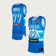 Maglia Luka Doncic NO 77 Slovenia Tokyo 2021 Blu