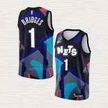 Maglia Mikal Bridges NO 1 Brooklyn Nets Citta 2023-24 Nero