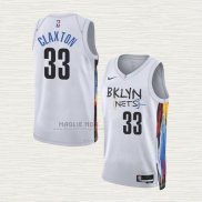 Maglia Nicolas Claxton NO 33 Brooklyn Nets Citta 2022-23 Bianco