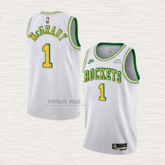 Maglia Tracy Mcgrady NO 1 Houston Rockets Classic 2022-23 Bianco