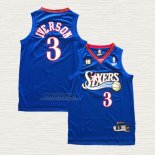 Maglia Allen Iverson NO 3 Philadelphia 76ers Throwback Blu