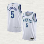 Maglia Anthony Edwards NO 5 Minnesota Timberwolves Classic 2023-24 Bianco