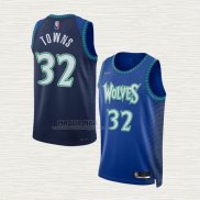 Maglia Anthony Towns NO 32 Minnesota Timberwolves Citta 2021-22 Blu