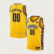 Maglia Brooklyn Nets Personalizzate Citta 2020-21 Giallo