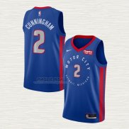 Maglia Cade Cunningham NO 2 Detroit Pistons Citta 2020-21 Blu